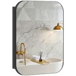 HOMCOM Wall Mounted Bathroom Cabinet with Mirror Adjustable Shelves Black