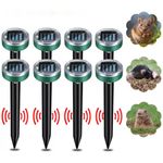 8PCS Solar Mole Repellent Ultrasonic Garden Animal Repeller Waterproof