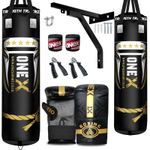 4-5ft Filled Punch Bag Heavy Duty Punching Training Suspended Boxing Bag MMA Set