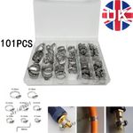 Adjustable Hose 101PC Clip Stainless Steel 8-44mm 8Size Hose Clamps Assorted Kit