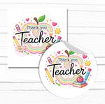 Thank You Teacher Stickers End Term Gift Labels Sweet Cones Apple Stars Hearts