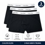 Calvin Klein Men's Cotton Stretch Trunks 3 Pack Black Boxer Briefs New