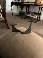 Vintage Black Metal Candelabra Mid-Century Modern Candle Holder
