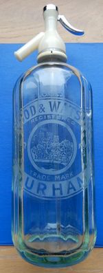 40oz Wood & Watson Durham Cathedral pictorial soda syphon c1960/70's (J)