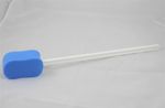 Contoured Long Handled Blue Bath Sponge on a Stick to Aid Bathing and Washing 