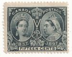 CANADA 1897 JUBILEE 15c Slate SG132 Mounted Mint