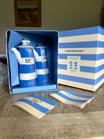 T G Green Cornishware Blue Stripe Oil & Vinegar Drizzlers Set made in England