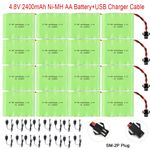2400mAh 4.8V Ni-MH AA Battery Pack SM-2P Plug Rechargeable USB for RC Truck Car