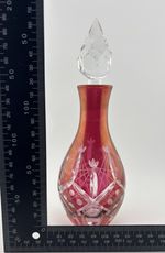 Vintage Bohemian Czech Cranberry Flash Cut Glass Perfume Bottle Faceted Stopper