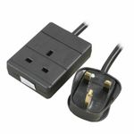 1m 1 Gang Single Way UK 13A Mains Power Socket Extension Lead BLACK [008318]
