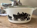VINTAGE JAJ PYREX SILHOUETTE HAYMAKER 2LTR CASSEROLE DISH WITH LID - EX CON