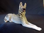 *Vintage USSR Lomonosov China  German Sheperd Figurine. 8.5" Wide. 4.5" Tall.