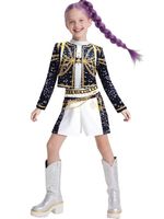 Kids Girls KPop Demon Hunters Costume Rumi Zoey Cosplay Fancy Dress Wigs Outfits