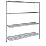 Chrome 4 Tier Wire Shelving Metal Storage Shelf Home Office Kitchen Stand Rack