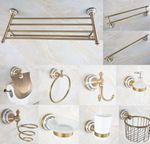 Antique Brass Bathroom Accessories Hardware Set Towel Bar Rail Wall Mount 