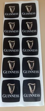 A Set Of (10) Guinness Stickers. 3cm In Length X 2.7cm Wide.Coupler Stickers