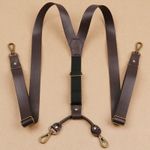 New 25mm Wide Strap Clip Men's Suspenders Trouser Braces 4 Hooks Y-shape Leather