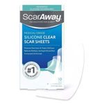 ScarAway Clear Silicone Scar Sheets Sterile for Old and New Scars Pack of 10
