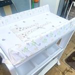 White Plastic Baby Changing Unit with Bath, Mat, Shelves, Safety Strap, Portable
