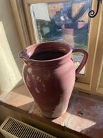 Very Large Ceramic Jug/pourer/vase Pink And White