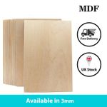 MDF Wood Board Sheets 1.5mm 3mm Smooth Finish Craft Wood for Painting & DIY