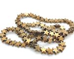 65cts Golden Colour Coated Hematite Plain Stars Approx 5mm, 38cm Strand.