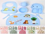 7 Pieces Silicone Baby Feeding Set BPA Free Bowl Plate Spoon Cup And Fork