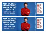 Alex Warren Finding (More) Family On The Road 2027 Personalised Souvenir Ticket
