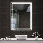 Bathroom LED Mirror With Demister Touch Sensor Illuminated Lights Anti-fog