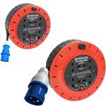 Camping Tent Electric Caravan Mains Hook Up Reel Power Cable 16A Plug 5m 10m