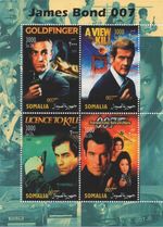 James Bond 007 Connery Moore Brosnan 2004 MNH stamp sheetlet