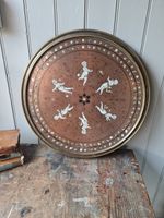 Antique Brass & Copper Round Wall Hanging With Inlay Mother Of Pearl Decoration