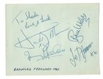 The Shadows Autographed Signed Album Page Full Band 1961