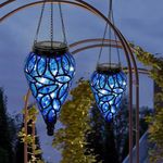 Outdoor Garden Solar Powered LED Light Lantern Hanging Yard Decoration Lamp