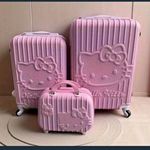 Hello Kitty Pink Hard Shell 3pc Luggage Set New