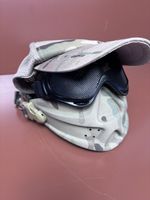 Airsoft Camo face mask, hat and mesh goggles.