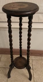 Antique Dark Oak Barley Twist Plant Stand Torchere 