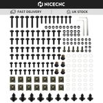 190PCS Universal Motorcycle Racing Fairing Bolt Kit Fastener Clips Screw Durable