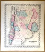 1855 ARGENTINA, CHILE, URUGUAY & PARAGUAY antique 15x18 color map SOUTH AMERICA