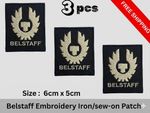 Embroidered Patch Belstaff Inspired Logo Iron/Sew on Badge Black yallow (M) 3 pc