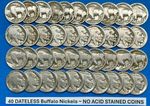 Buffalo Nickels Lot of 40 DATELESS Coins ~ NO DATE Buffalo Nickels Roll