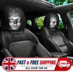 2pcs Car Scary Mask Face Headrest Cover Costume Front Seat Protector Decoration