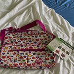 Silver Rock Messenger Changing Bag Hearts Pattern/Theme Pink Handles
