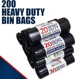 200 HEAVY DUTY BLACK REFUSE SACKS STRONG THICK RUBBISH BAGS BIN LINERS