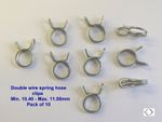 DOUBLE WIRE SPRING HOSE CLIP Size Min.10.40mm Max.11.00mm  Code 10107 PACK OF 10