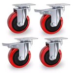 4 x Heavy Duty 100mm 700KG Rubber Swivel Castor Wheels Trolley Furniture Caster
