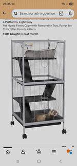PawHut 2 Tier Ferret Cage on Wheels Steel with Ramps & Platforms D51-153V00LG