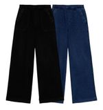 M&S Trouser Wide Leg Soft Denim Ladies Elasticated Waist Pants Pockets