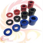 RED BLACK BLUE Anodised Aluminium Spacer - M10 x 20mm OD Bonnet Standoff Collar