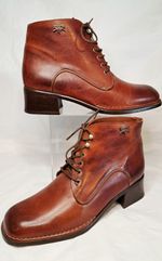 Pikolinos Vintage Handmade In Spain Calfskin Leather Tan Boots EU 39 UK 6 NWOB 